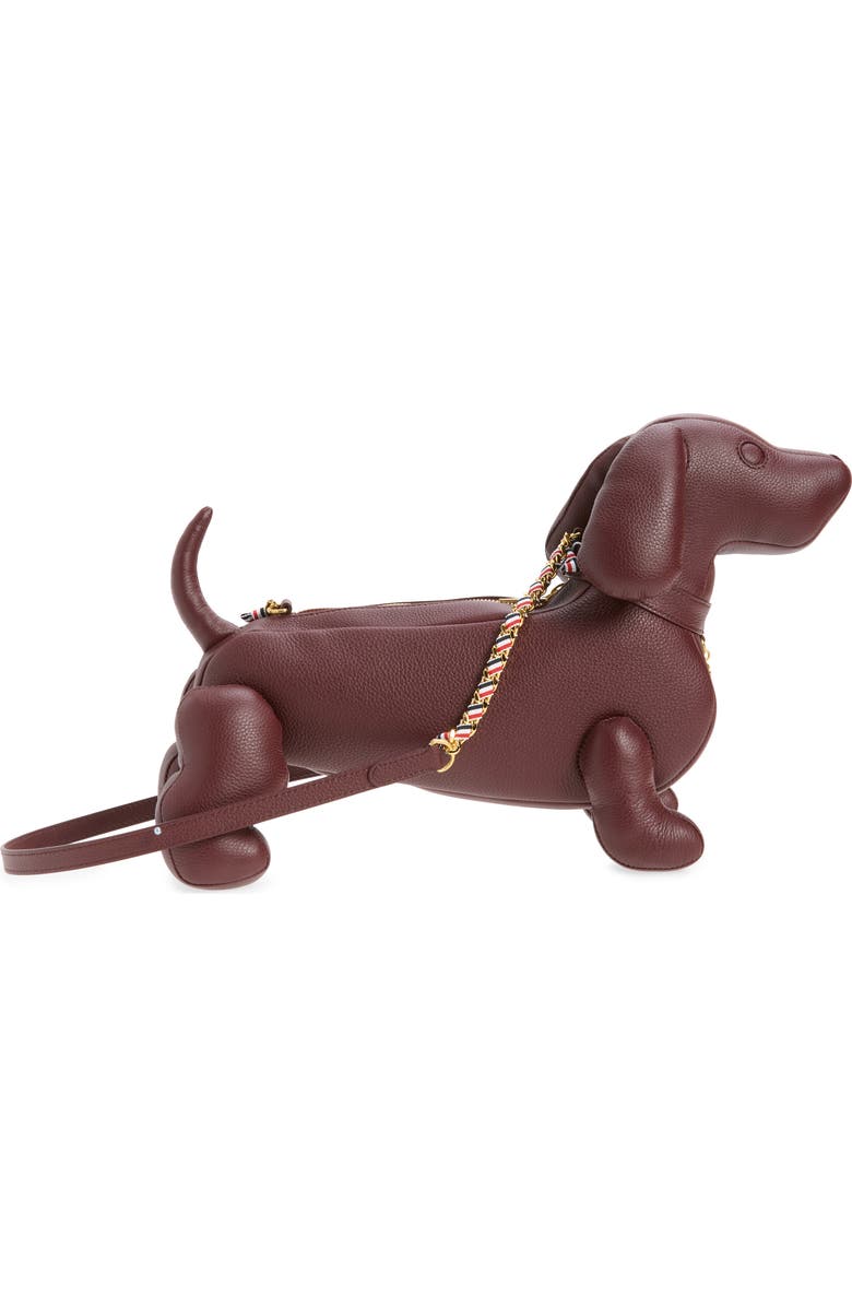 Thom Browne Mini Hector Leather Shoulder Bag, Alternate, color, Dark Burgundy