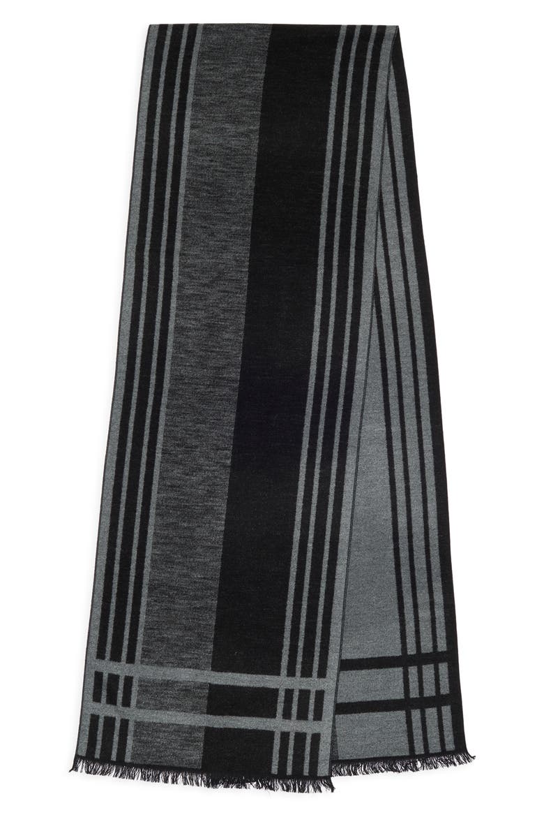 Plaid Silk Reversible Scarf, Alternate, color, BLACK