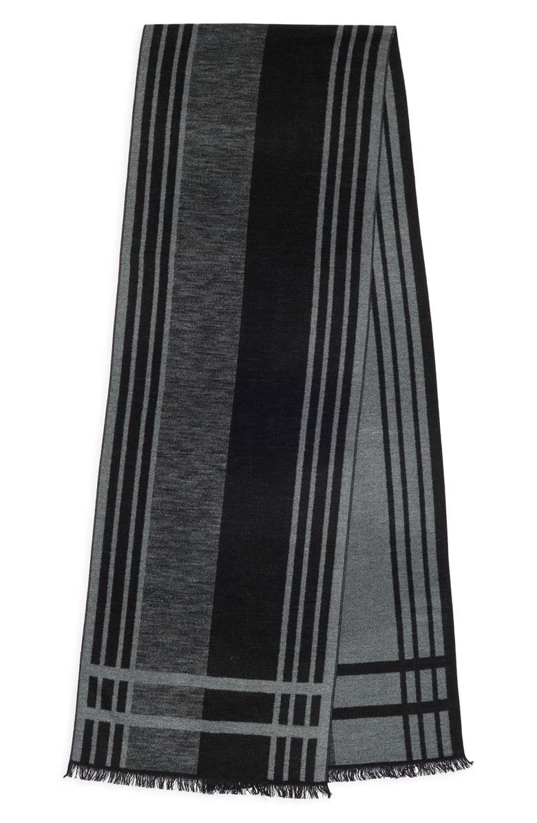 Ted Baker London Plaid Silk Reversible Scarf, Alternate, color, Black