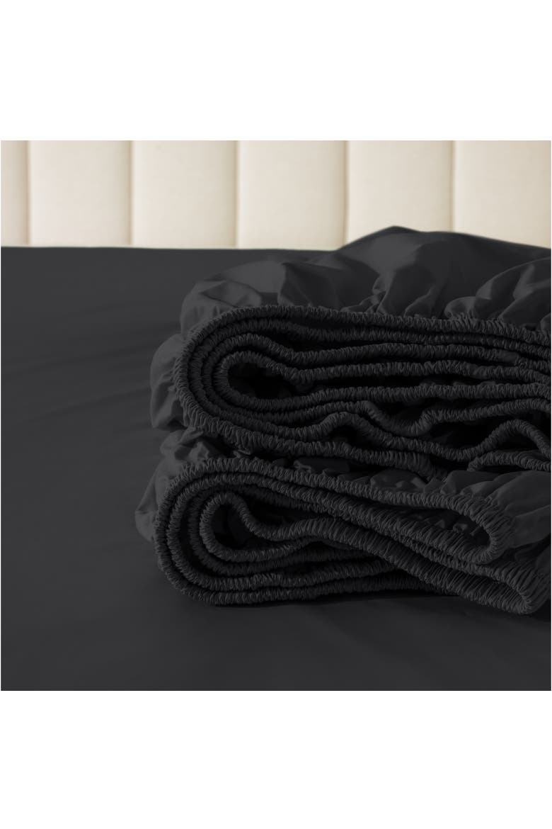 100% Organic Cotton Percale Sheet Set - Split Head King, Alternate, color, Black
