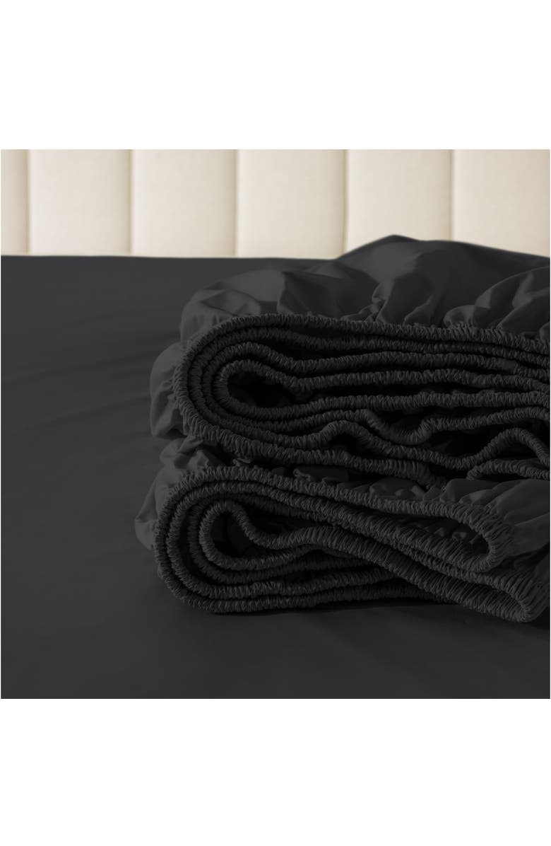 Bare Home 100% Organic Cotton Percale Cooling Sheet Set, Alternate, color, Black