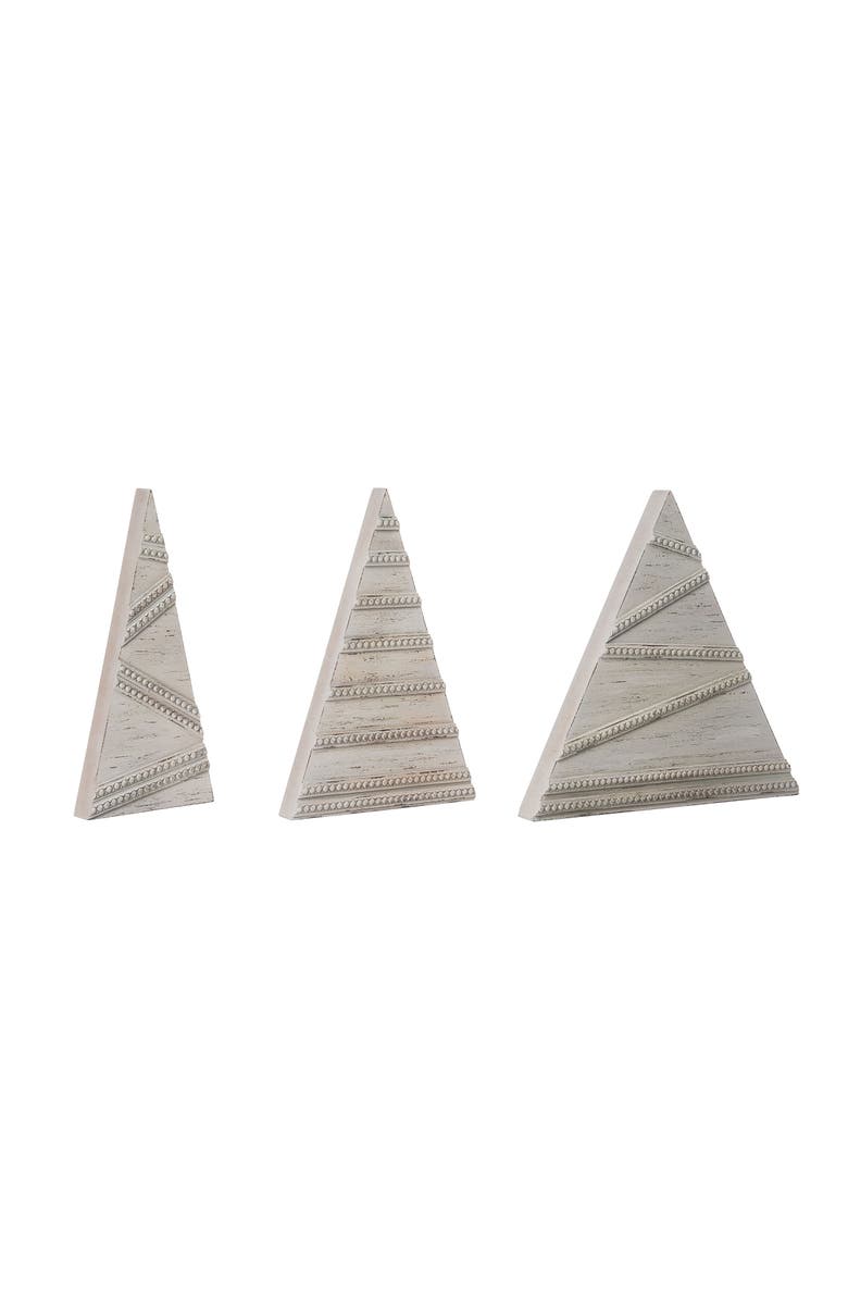 Transpac Off-White Textured Winter Trees Set of 3 Decorative Figurines, Alternate, color, Off-White