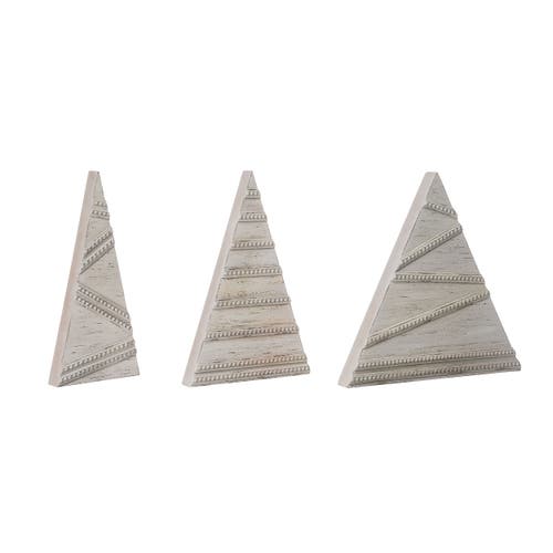 Transpac Off-white Textured Winter Trees Set Of 3 Decorative Figurines In White