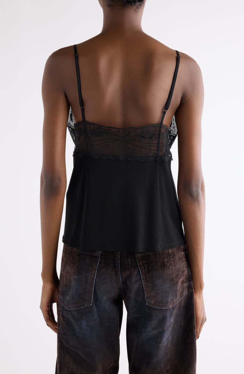 Acne Studios Talea Lace Trim Crepe Camisole, Alternate, color, Black