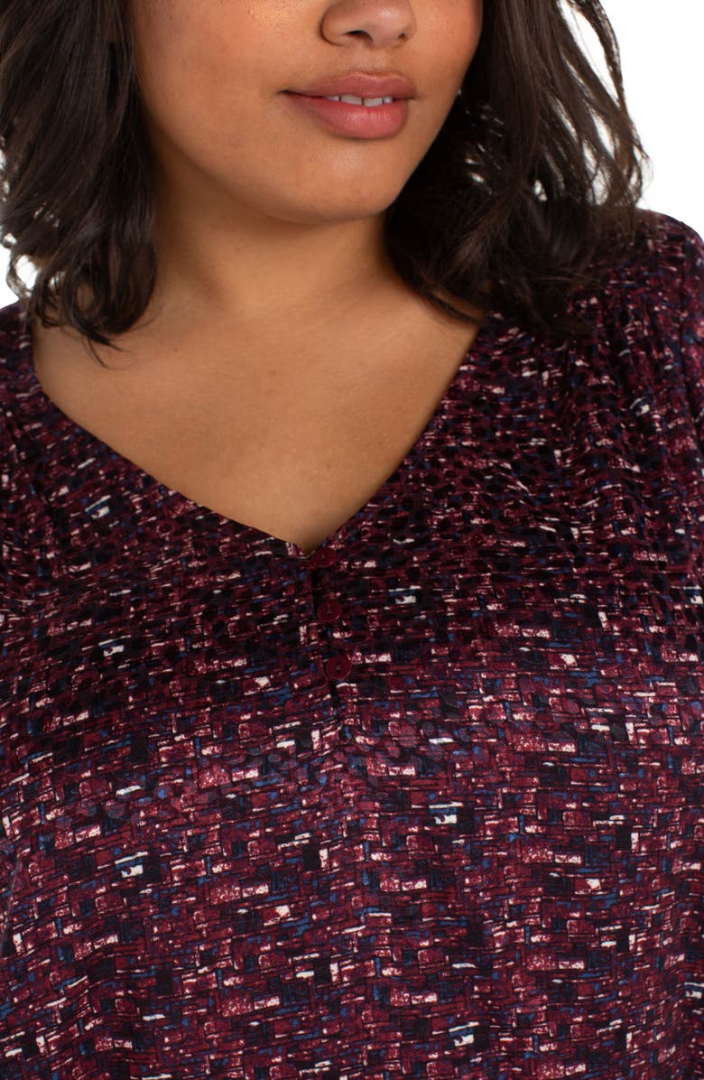 Liverpool Los Angeles Ruffle Balloon Sleeve Top, Alternate, color, Burgundy Multi