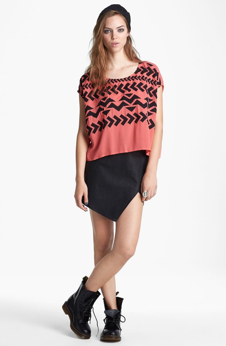 ASTR the Label ASTR Asymmetrical Faux Leather Skirt, Alternate, color, 