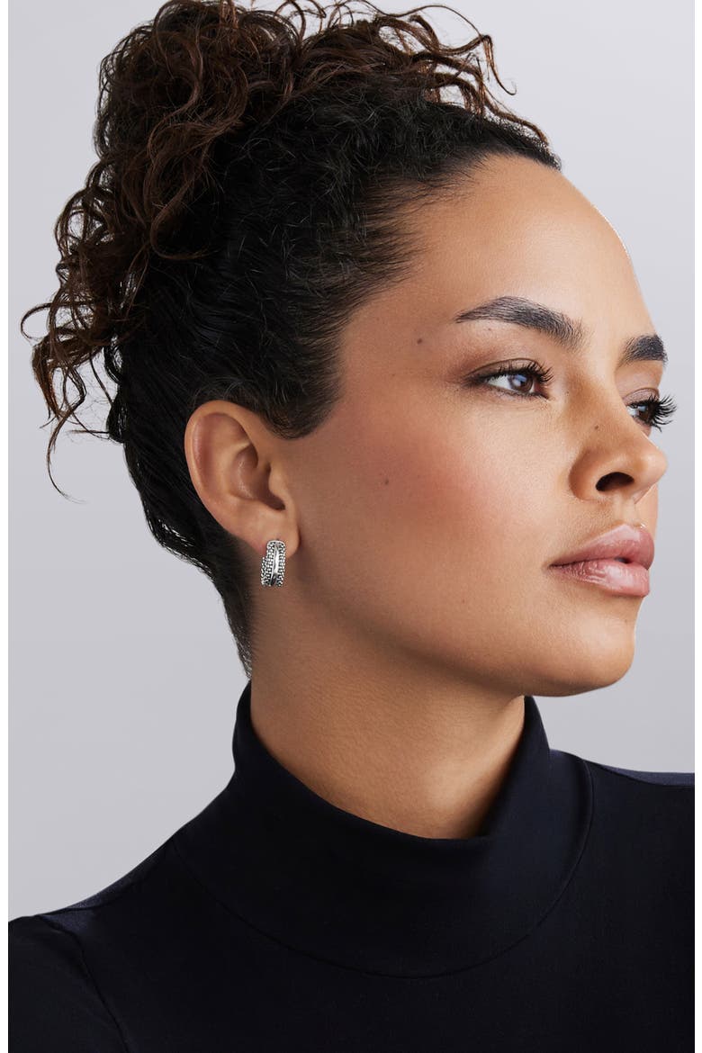 Signature Caviar Huggie Hoop Earrings (Nordstrom Exclusive), Alternate, color, SILVER