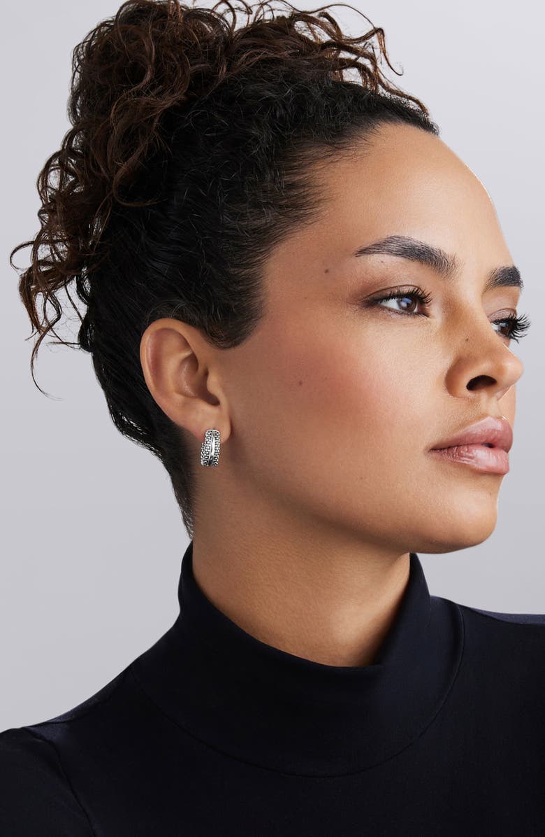 LAGOS Signature Caviar Huggie Hoop Earrings, Alternate, color, Silver