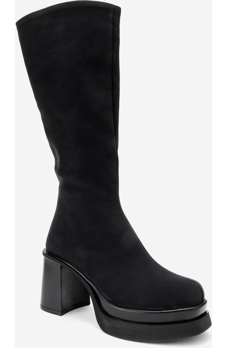 Prologue Shoes Carm Nubuck Platform Mid Calf Boot, Main, color, Black Nubuck