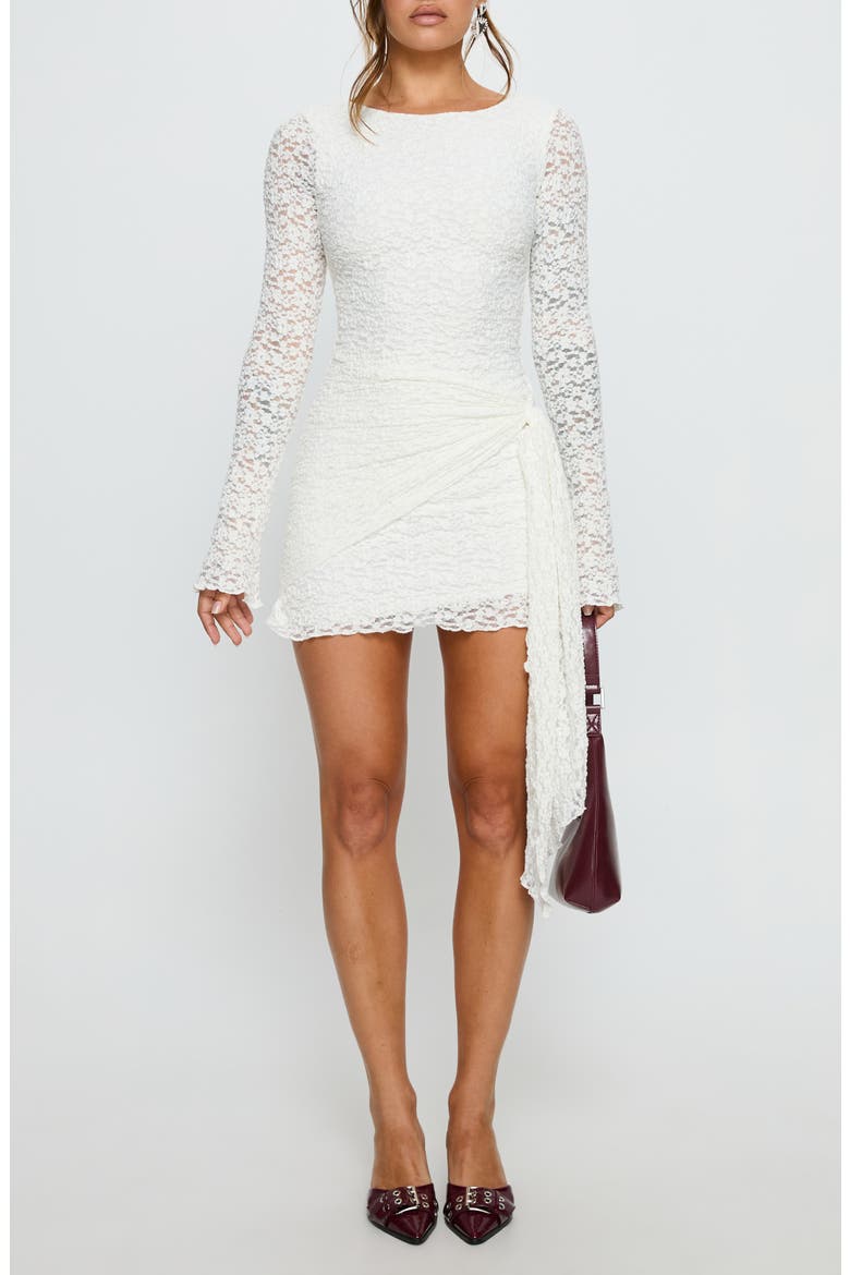 white lace bell sleeve mini dress Floral Lace Bell Sleeve Mini Dress L