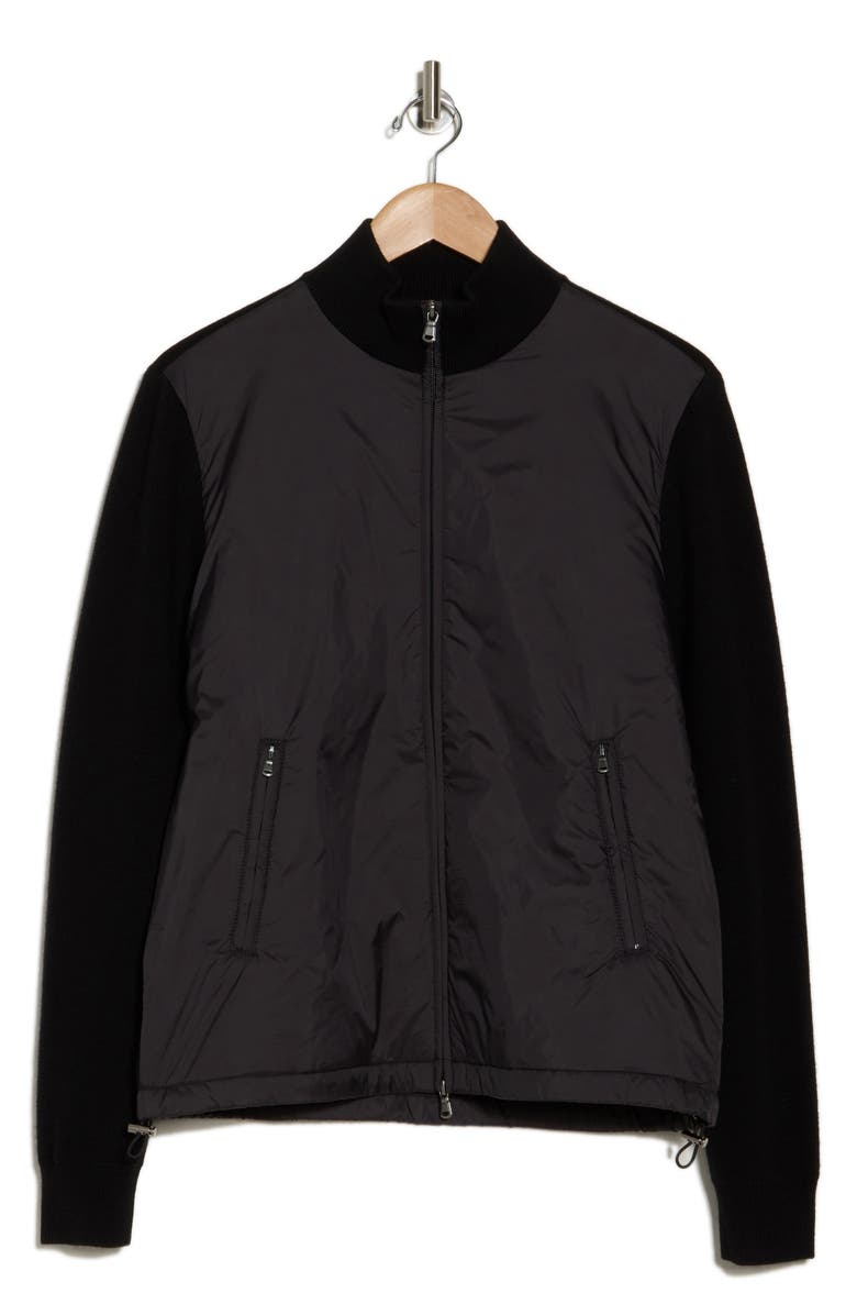 Bruno Magli Wool & Nylon Zip Jacket, Alternate, color, Black