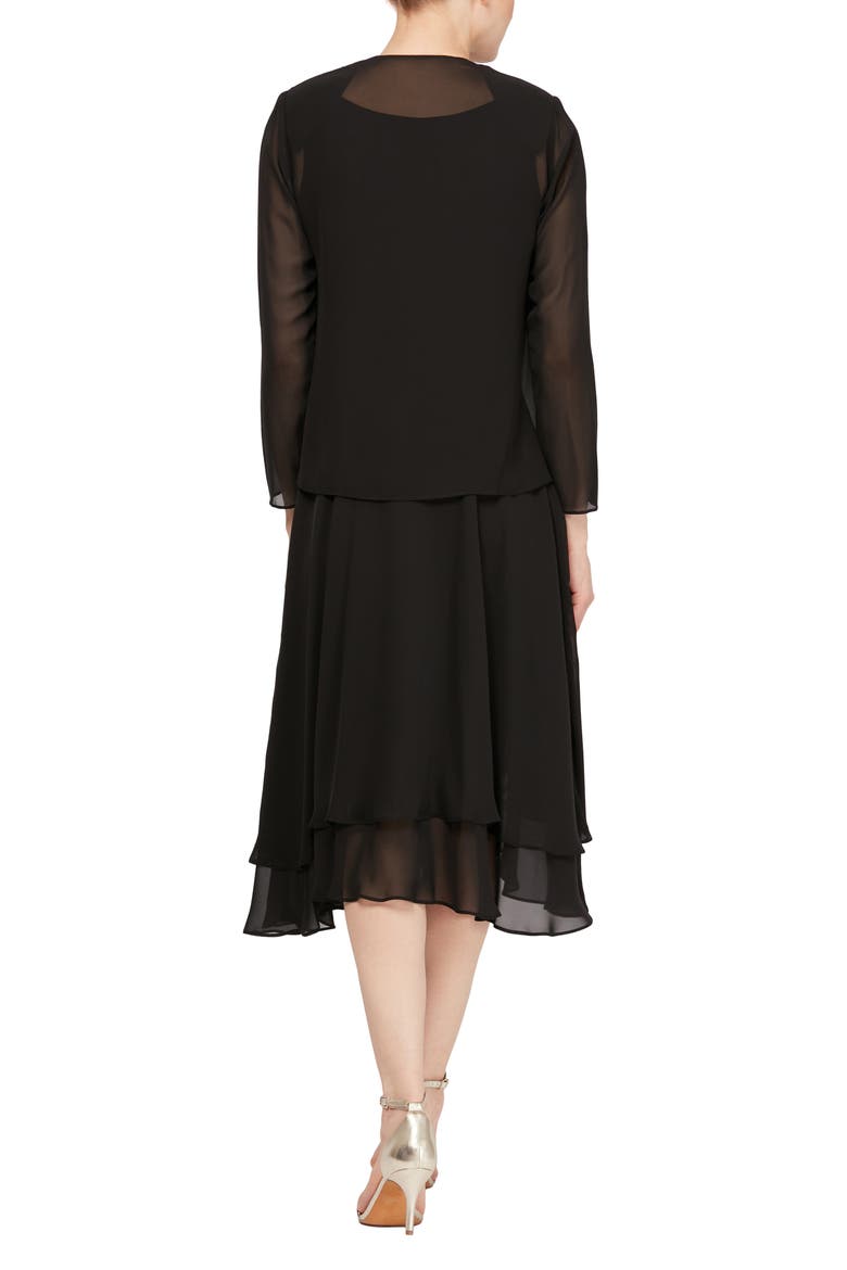 Beaded Detail Chiffon Dress with Jacket, Alternate, color, BLACK