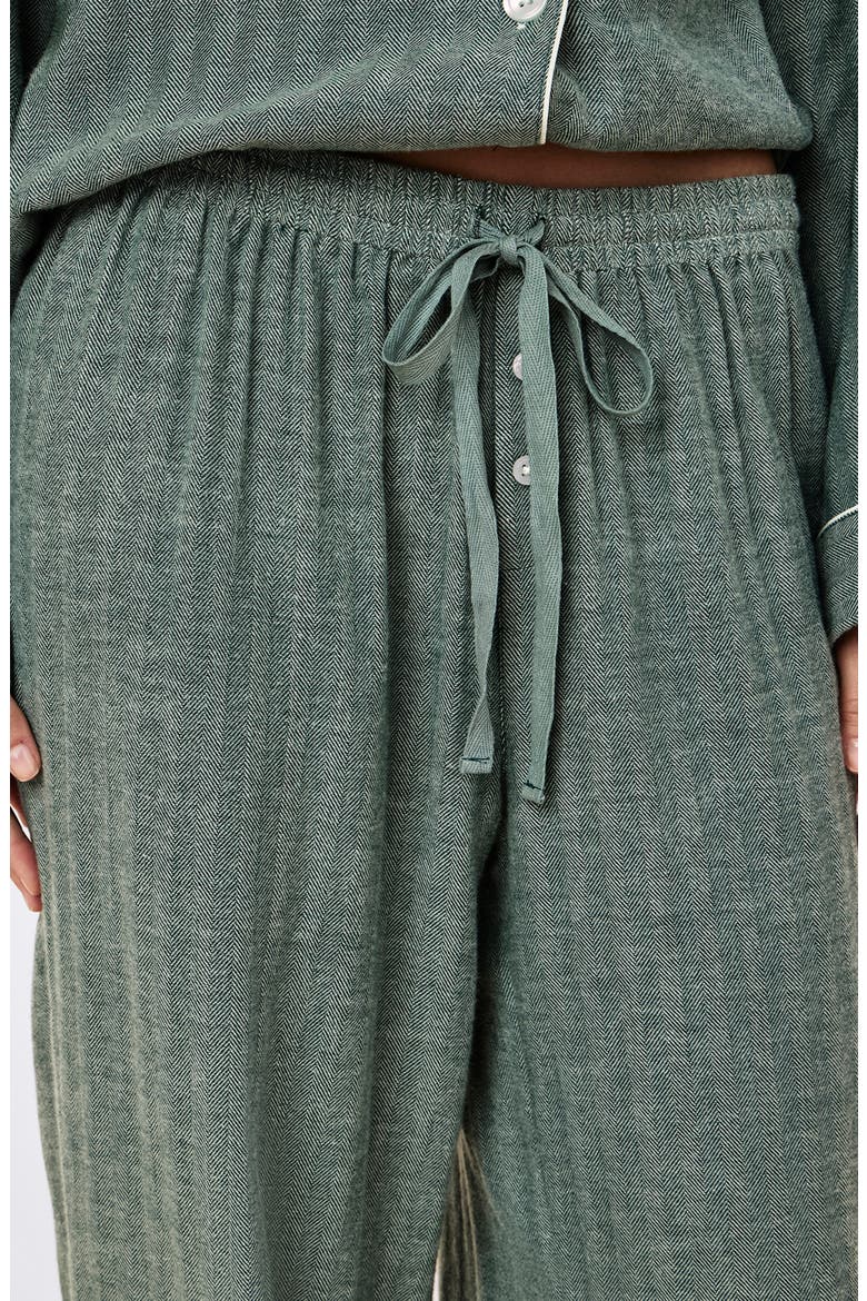 Brushed Herringbone Pajamas, Alternate, color, DEEP EMERALD