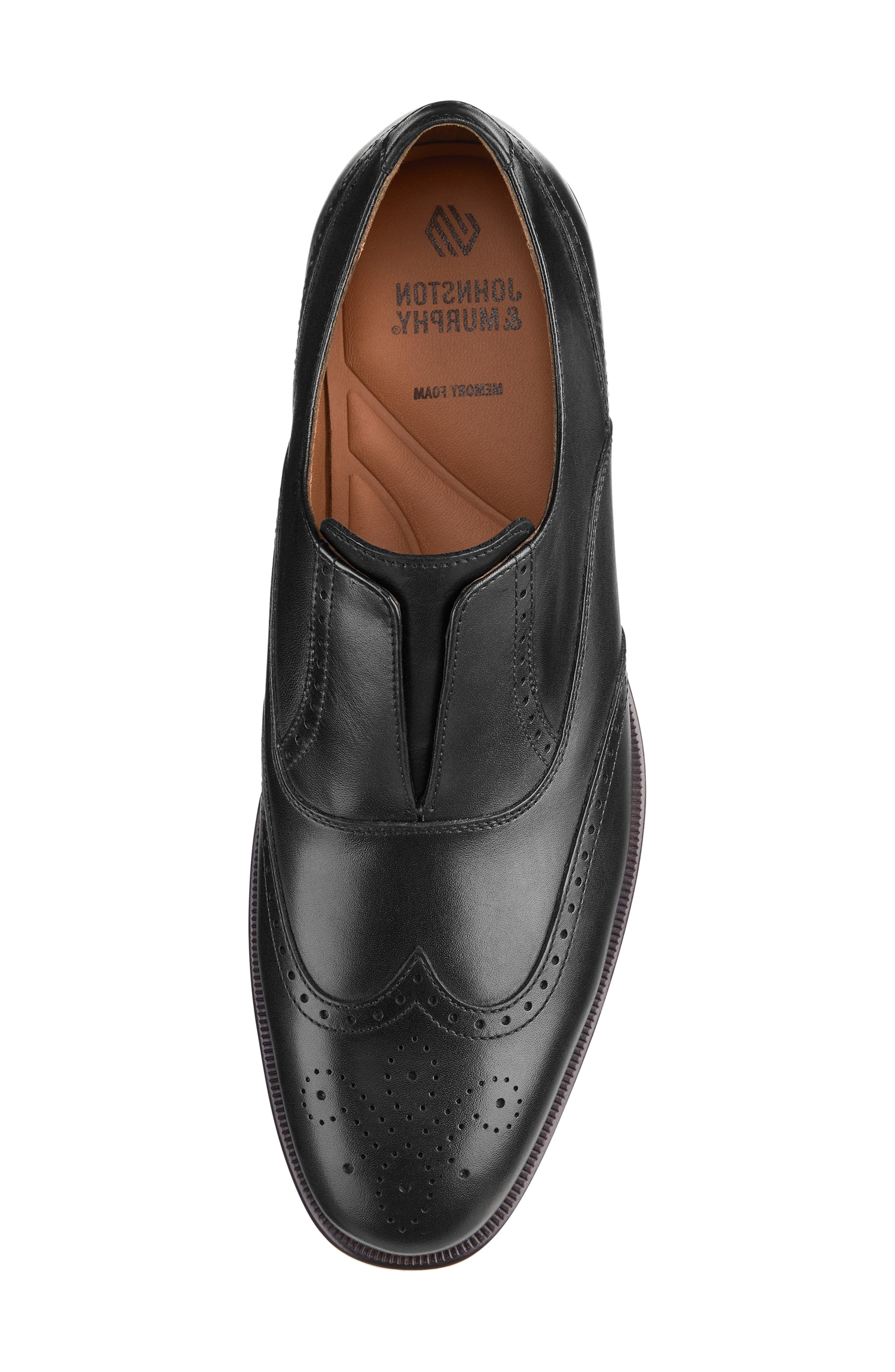 Johnston & Murphy Reeve Wingtip Slip-On Shoe, Alternate, color, Black Full Grain