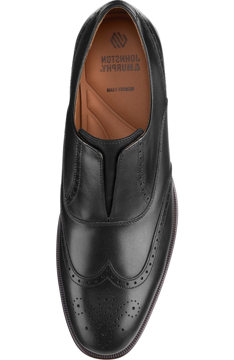 Johnston & Murphy Reeve Wingtip Slip-On Shoe, Alternate, color, Black Full Grain