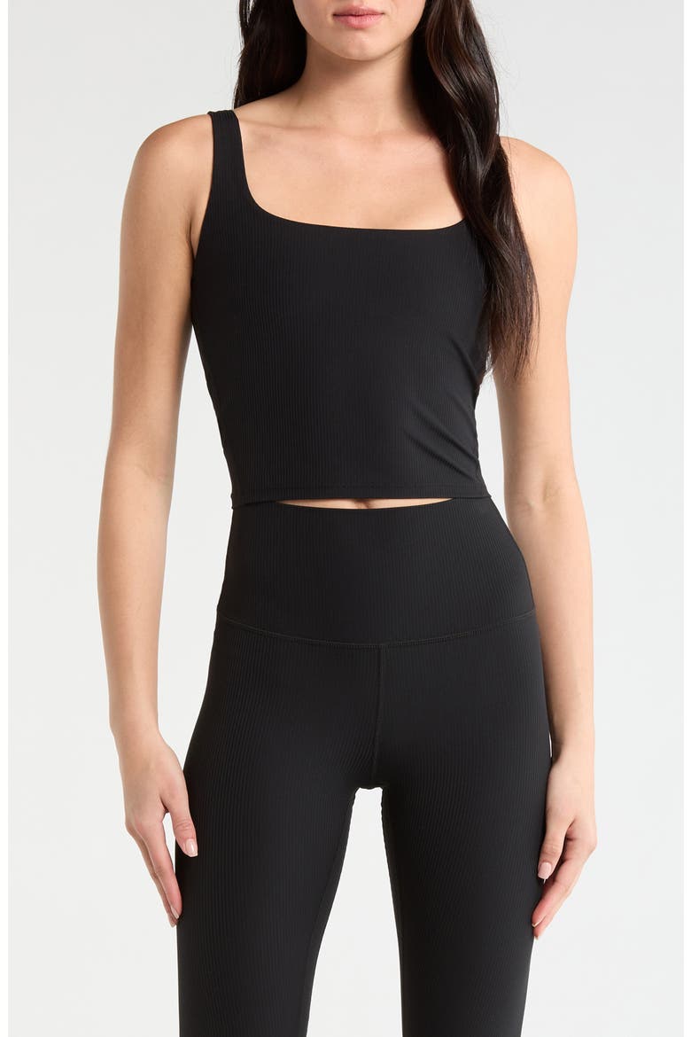 Crop Rib Tank Top, Main, color, BLACK