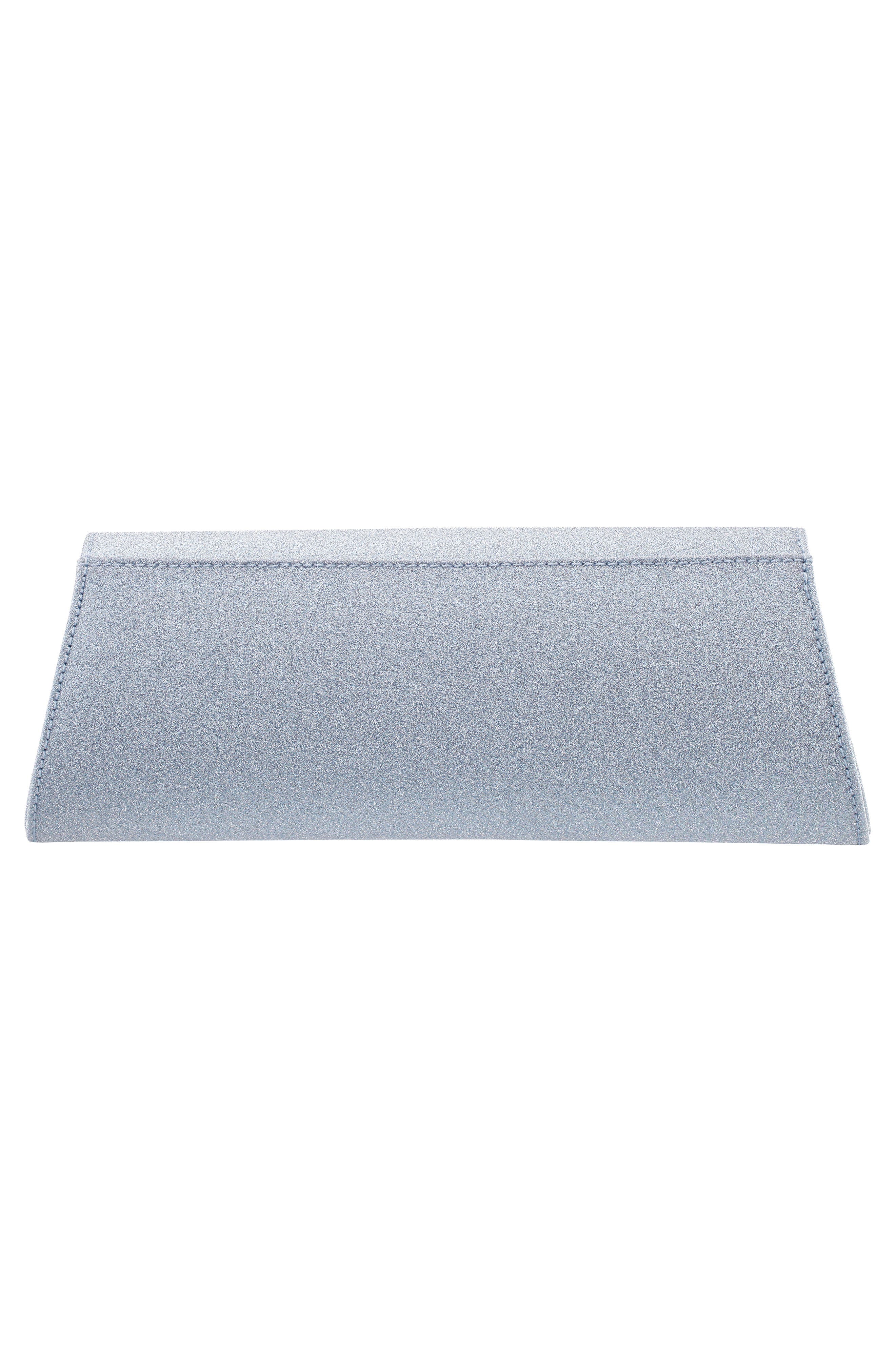 Zoey Metallic Clutch, Alternate, color, ICY BLUE