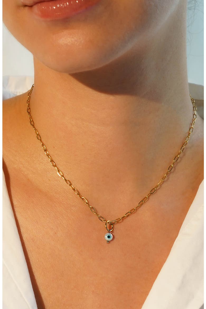 Small Round Evil Eye Charm, Alternate, color, GOLD