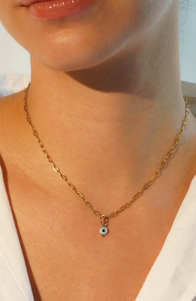KOZAKH Small Round Evil Eye Charm, Alternate, color, Gold