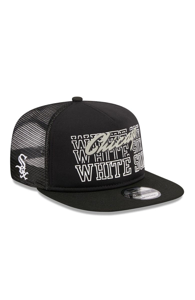 New Era Men's New Era Black Chicago White Sox Street Team A-Frame Trucker 9FIFTY Snapback Hat, Main, color, Black