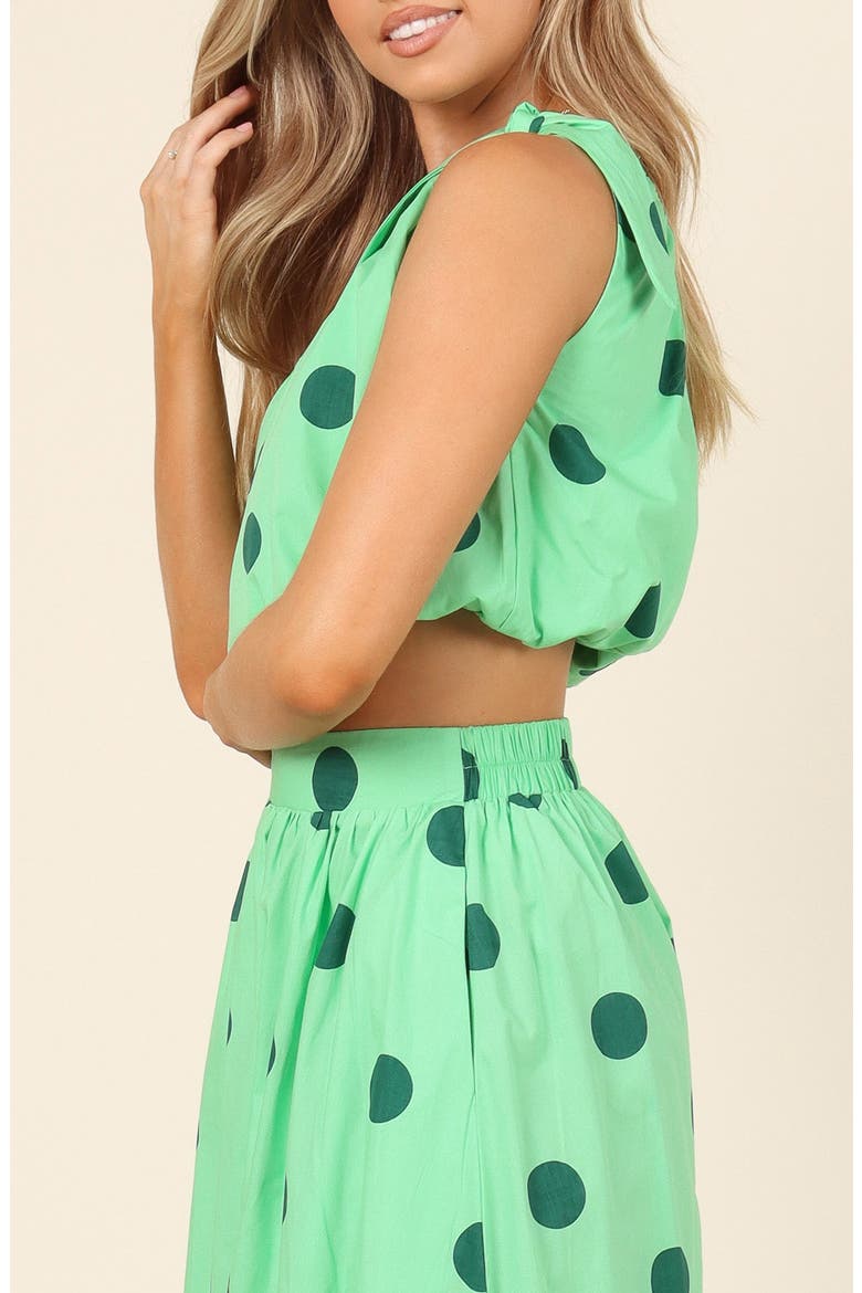 Philippa One-Shoulder Bubble Crop Top, Alternate, color, GREEN SPOT