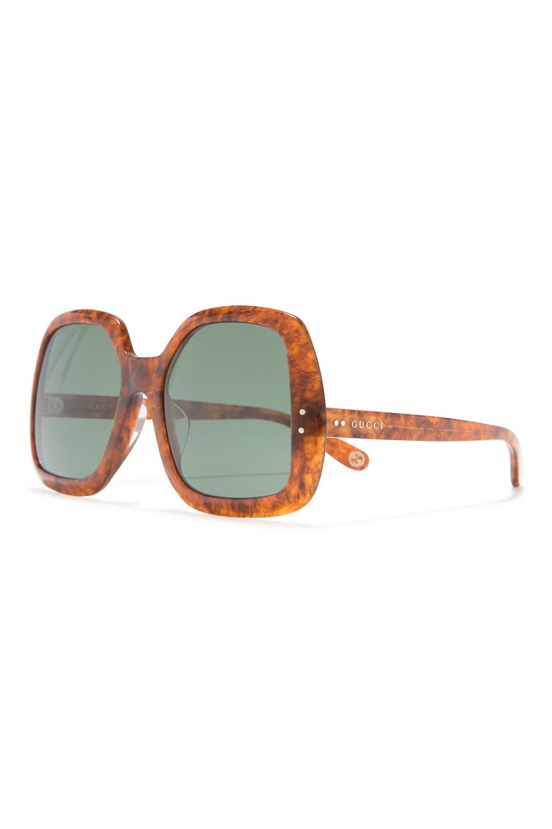 58mm Square Sunglasses, Alternate, color, HAVANA HAVANA GREEN/GRN