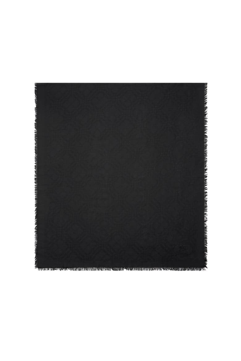 Wide Check Wool Silk Scarf, Main, color, Black