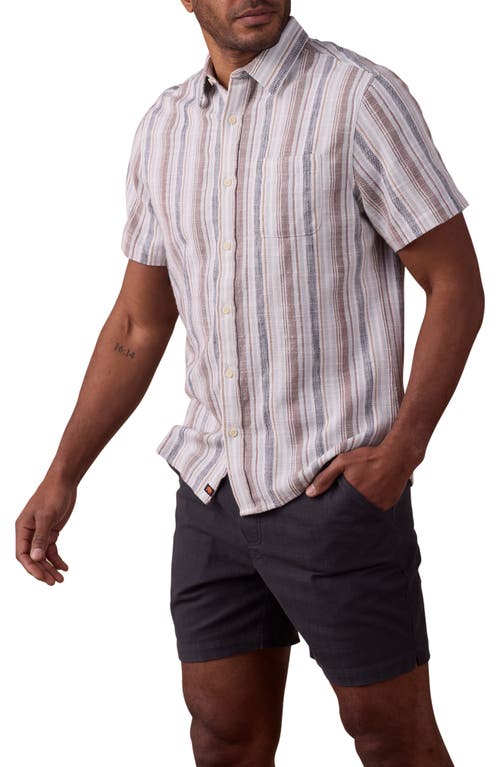 The Normal Brand Freshwater Short Sleeve Button-up Shirt In Misty Harbor Stripe