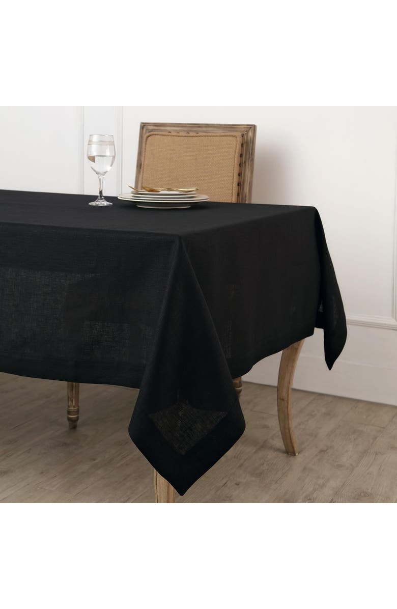 Solino Home Linen Tablecloth - Fete, Main, color, Black