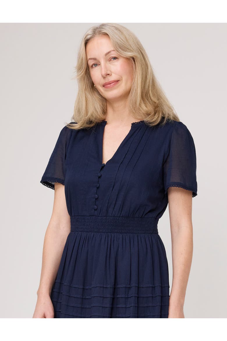 Petite Juniper Short Sleeve Midi Dress, Alternate, color, Navy