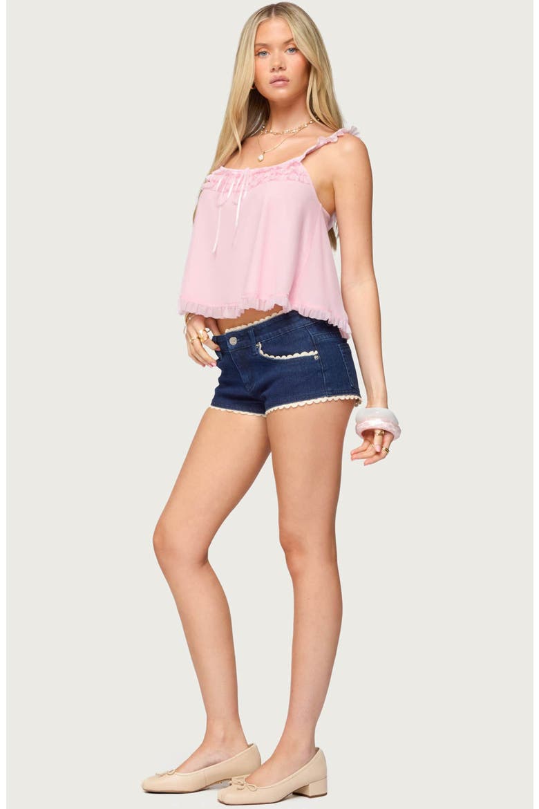 Ruffle Mesh Babydoll Camisole, Alternate, color, LIGHT-PINK
