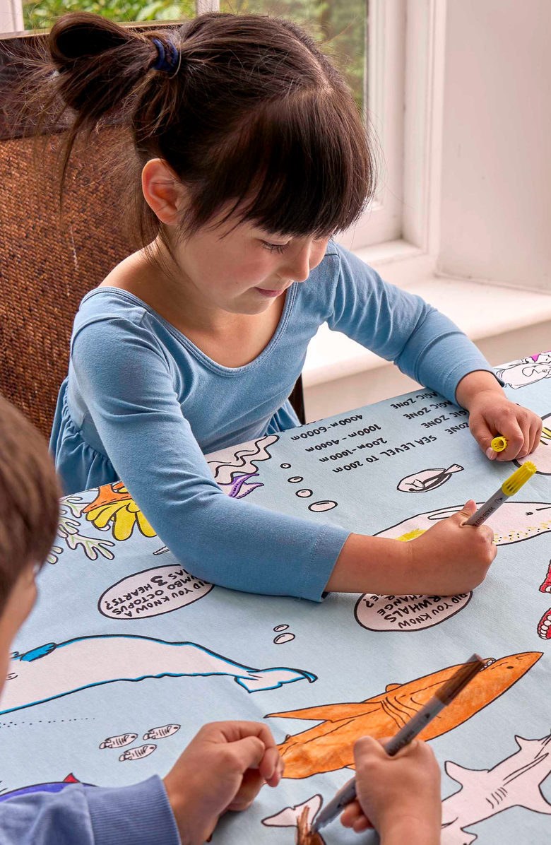 Eat Sleep Doodle Under the Sea Tablecloth, Alternate, color, Light Blue