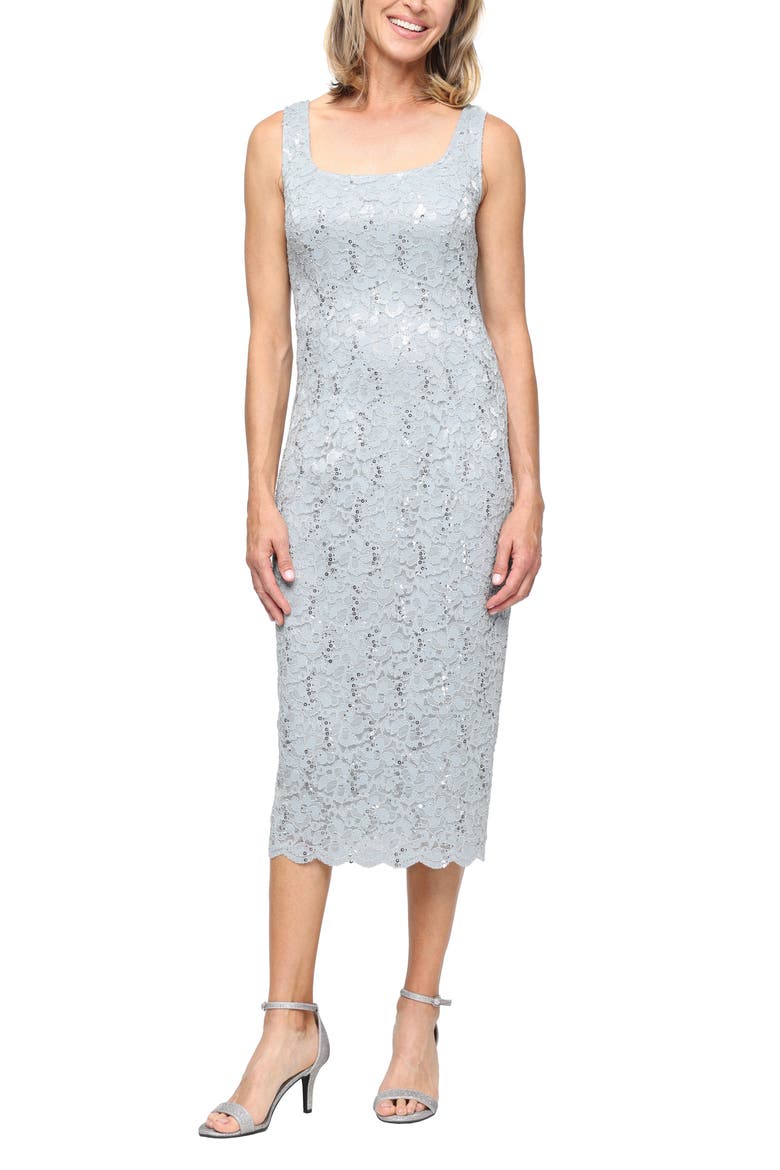 SLNY Lace Sequin Detail Dress & Jacket 2-Piece Set, Alternate, color, SAGE