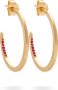 Eloise Jewelry Crescent Moon Hoops Natural Gemstones. Handmade in Italy