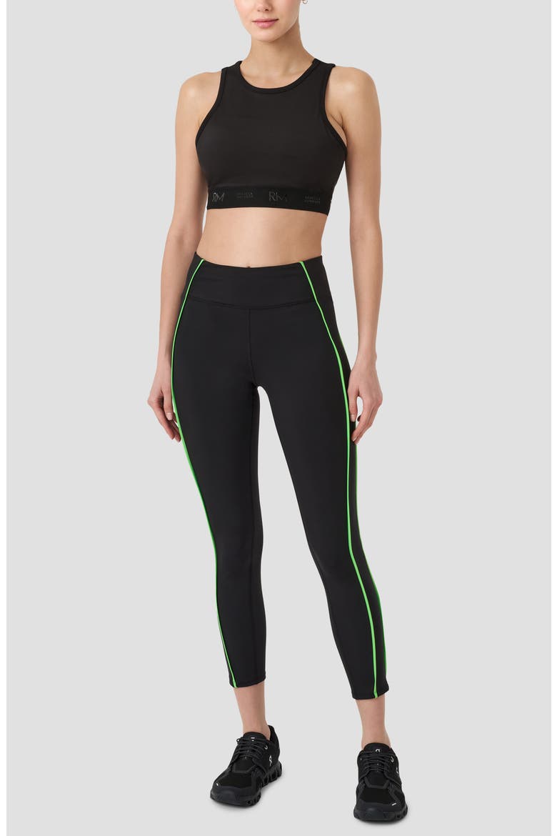 Piped High Waist Crop Leggings, Alternate, color, BLACK/ GREEN FLASH