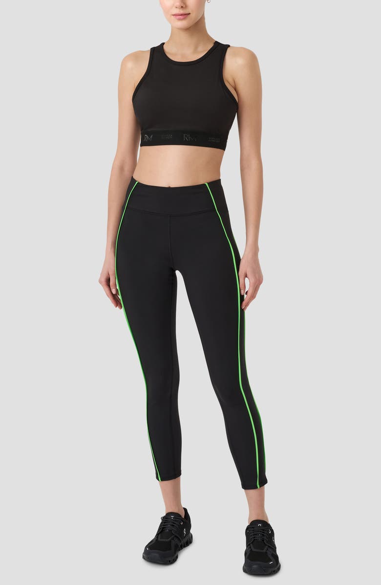 RM Rebecca Minkoff Piped High Waist Crop Leggings, Alternate, color, Black/ Green Flash