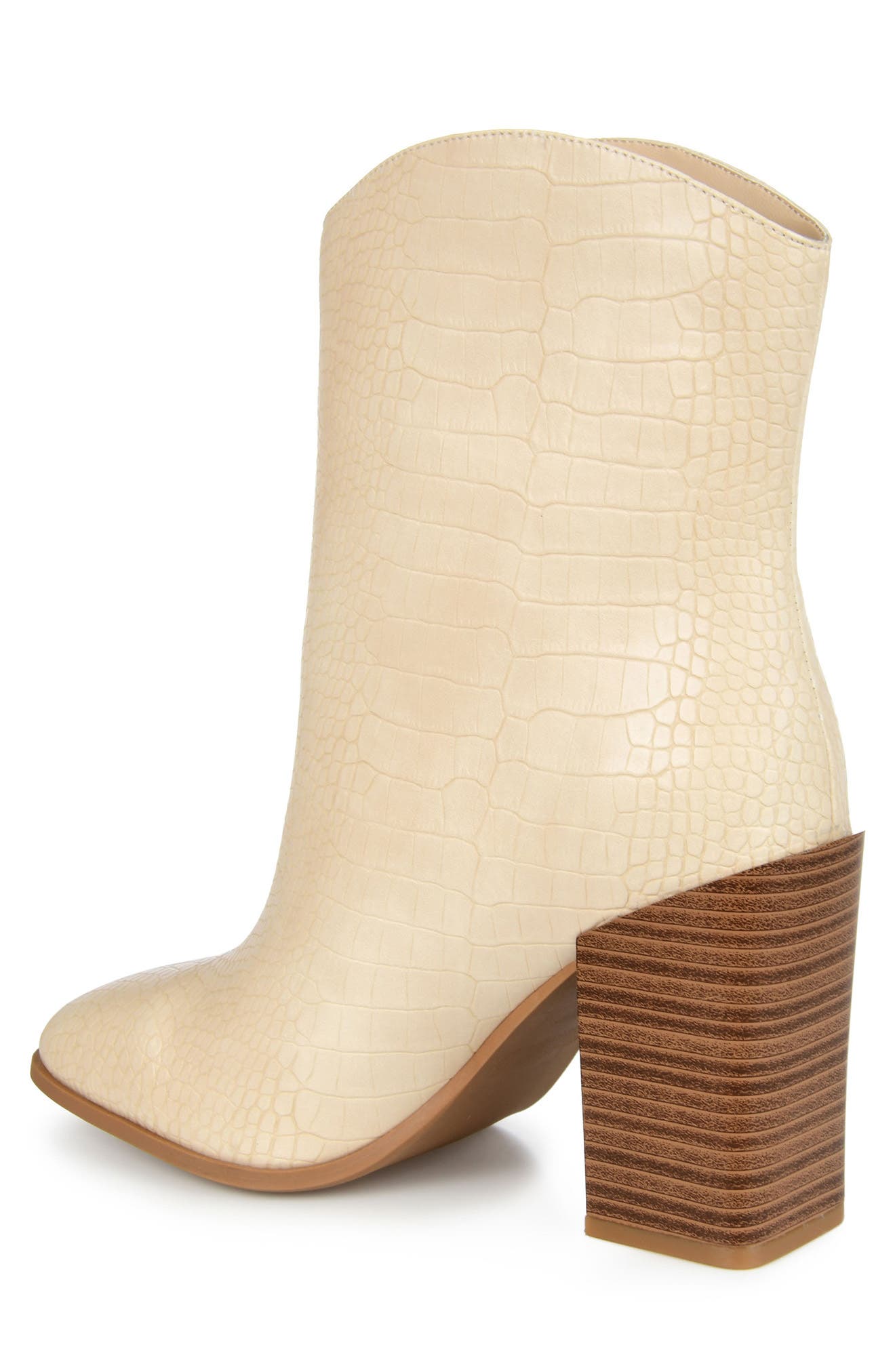 Brekkin Croc Embossed Western Bootie, Alternate, color, IVORY
