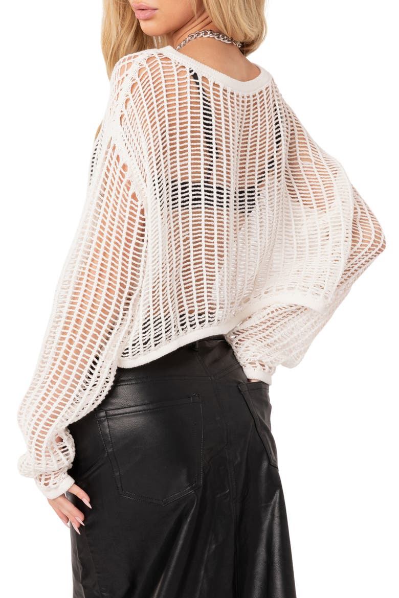 Aylin Open Stitch Sweater, Alternate, color, WHITE