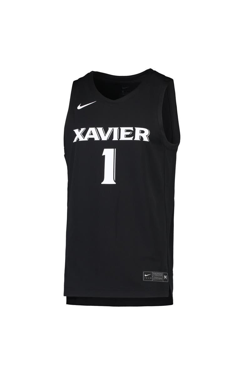 Nike Men's Nike #1 Black Xavier Musketeers Team Replica Basketball Jersey, Alternate, color, Black