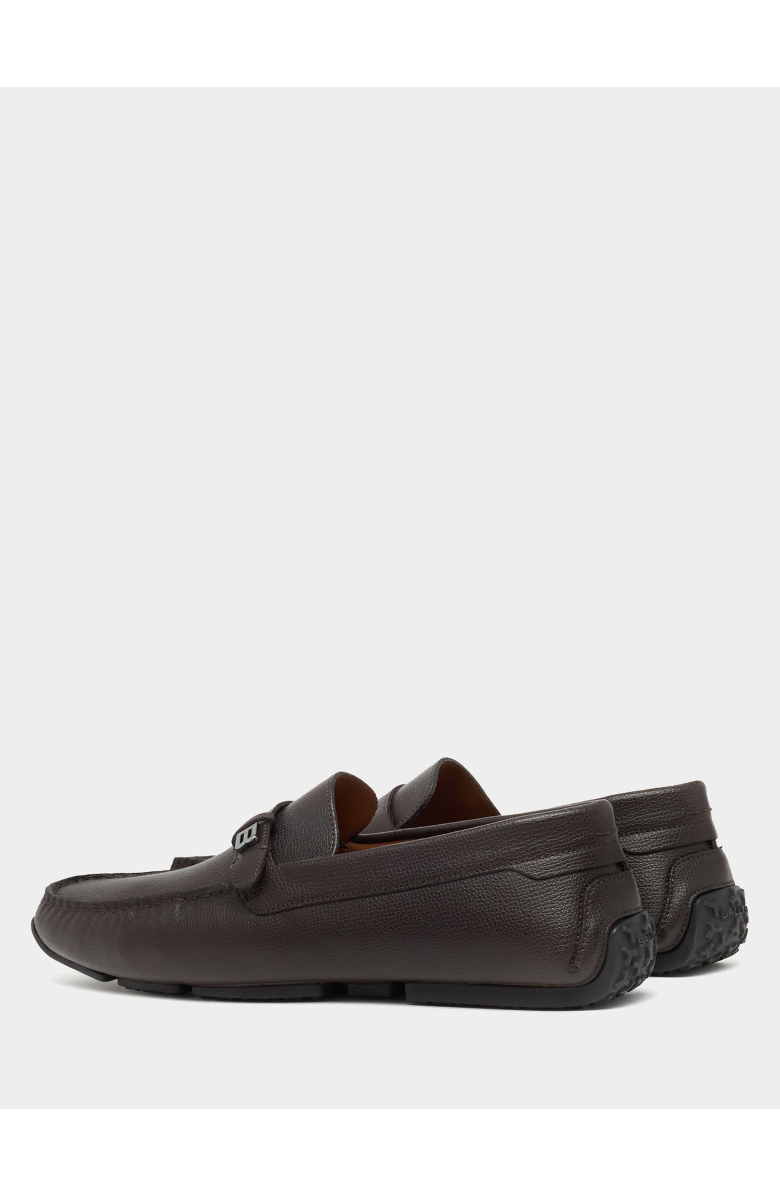 Bally Pilot Driver in Grained Leather, Alternate, color, Ebano 21