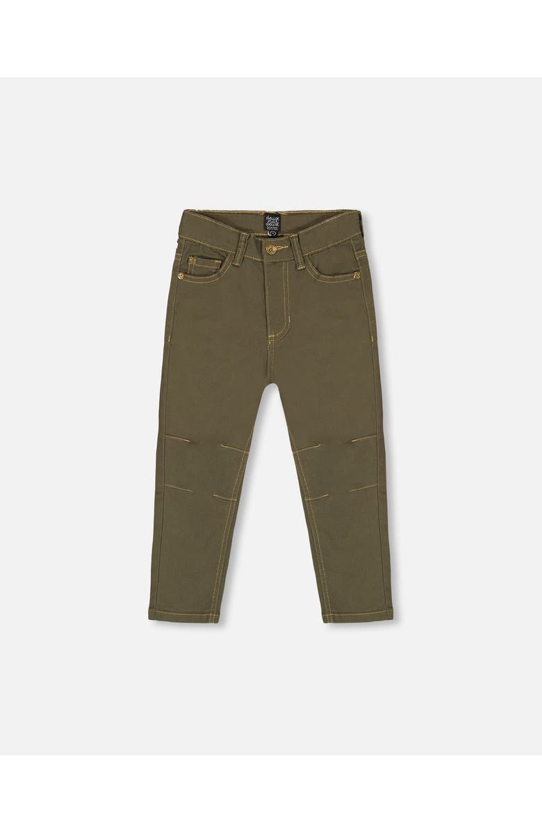 Deux par Deux Little Boy's Stretch Twill Straight Leg Pants Khaki Green, Main, color, 