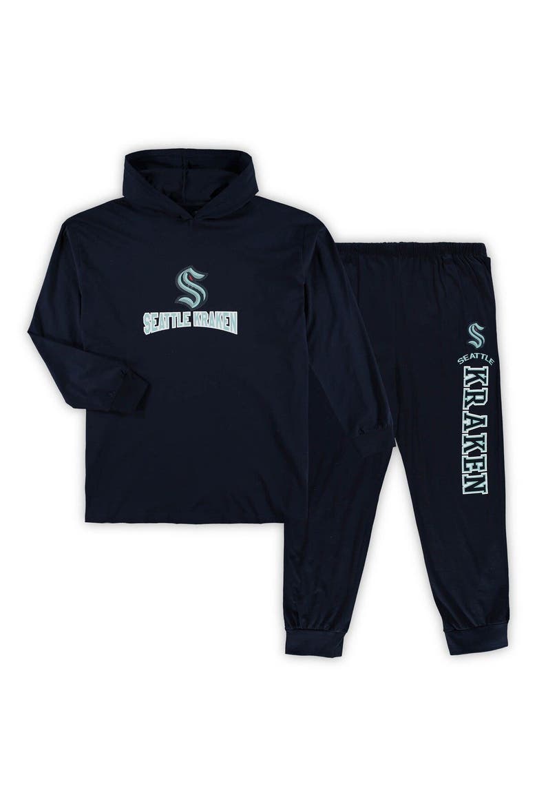 Men's Concepts Sport Deep Sea Blue Seattle Kraken Big & Tall Pullover Hoodie & Joggers Sleep Set, Main, color, Navy
