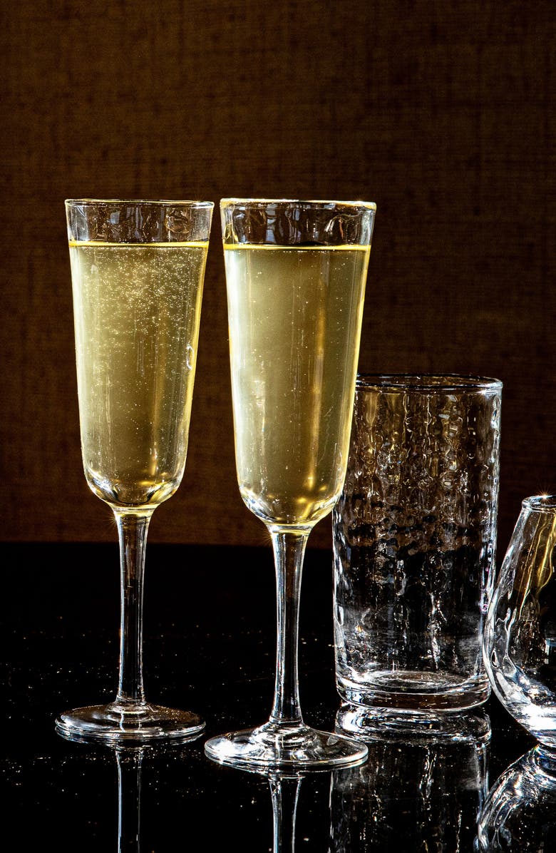 Juliska Puro Set of 2 Toasting Flutes, Alternate, color, Clear