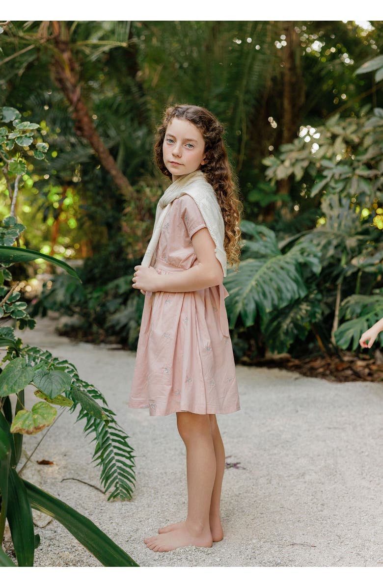 Ely's & Co. Looms Holland Collection - Girls Embroidered Floral Short Sleeve Dress, Alternate, color, Pink