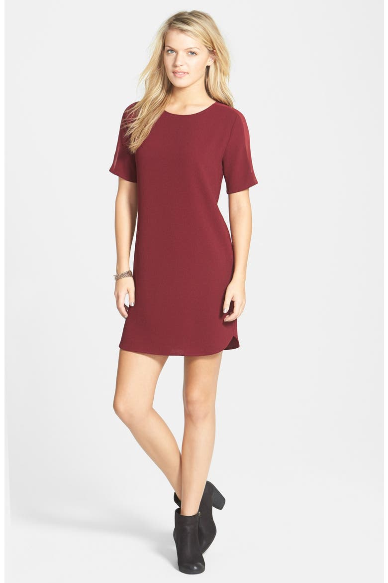 Sheer Trim Shift Dress, Main, color, WINE