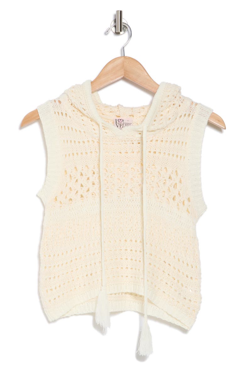 Ellie Open Stitch Sleeveless Hoodie, Alternate, color, BLEACHED SAND