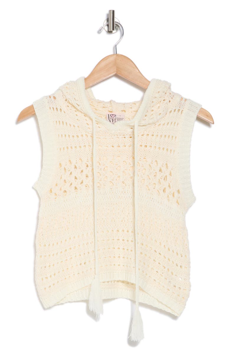 Love By Design Ellie Open Stitch Sleeveless Hoodie, Alternate, color, Bleached Sand