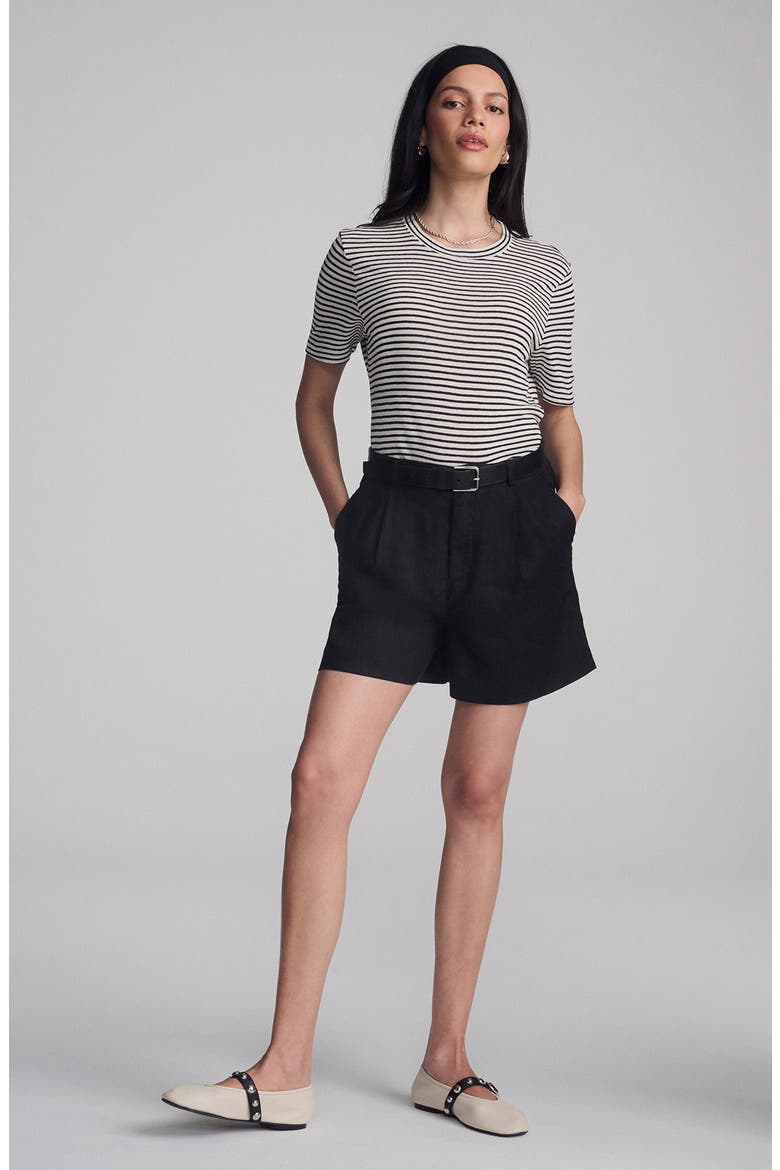 Woven Linen Shorts, Alternate, color, BLACK