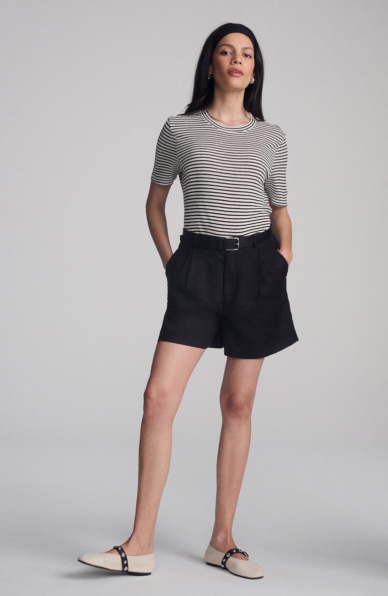 Mavi Jeans Woven Linen Shorts, Alternate, color, Black