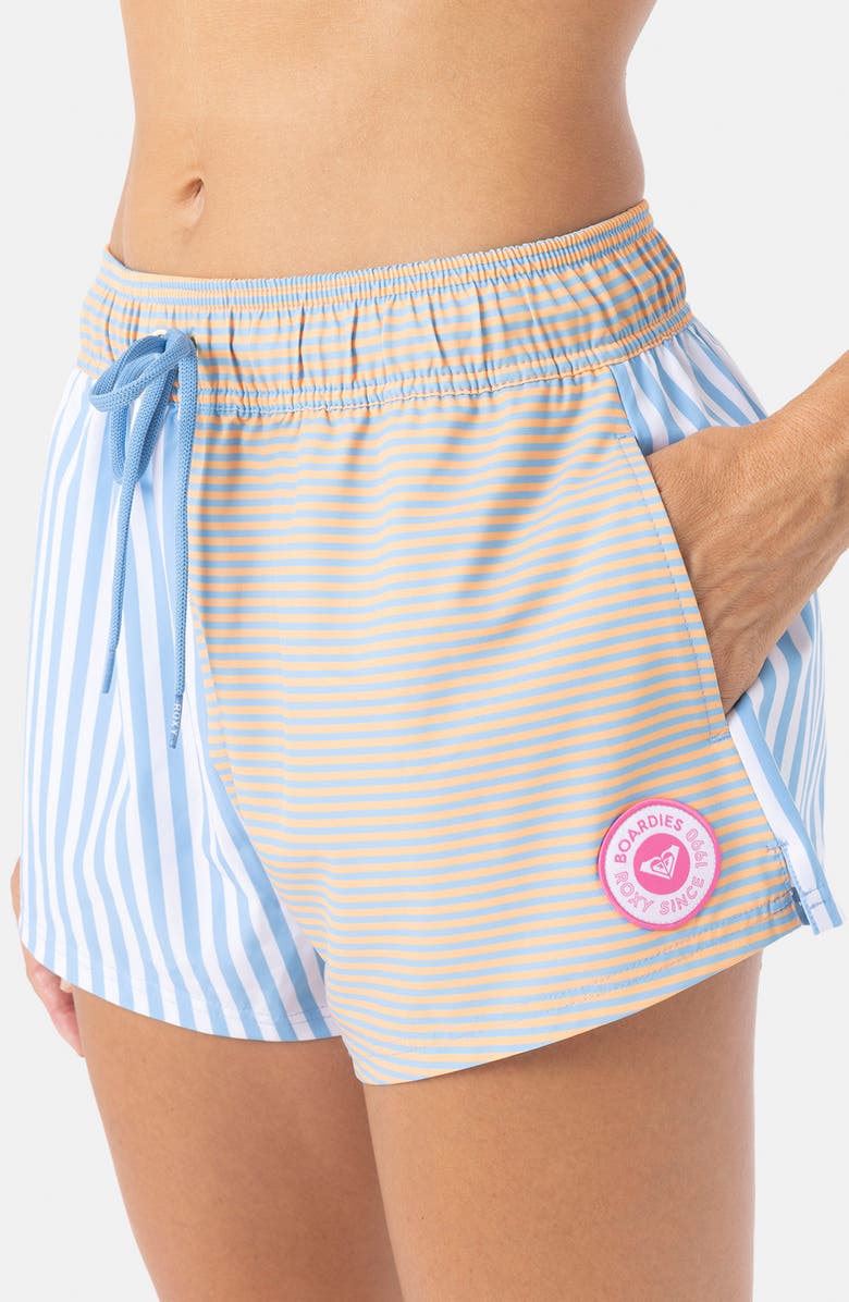 Roxy Pacific Coast High Way Cover-Up Shorts, Alternate, color, Orange/ Blue